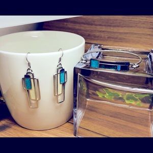 🟦🟩Color Block bracelet & earrings